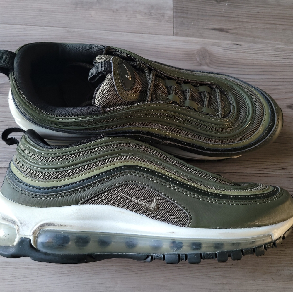 Nike Air Max 97 -- womens 7.5 Olive Green Sneakers ... BEST walking partner!